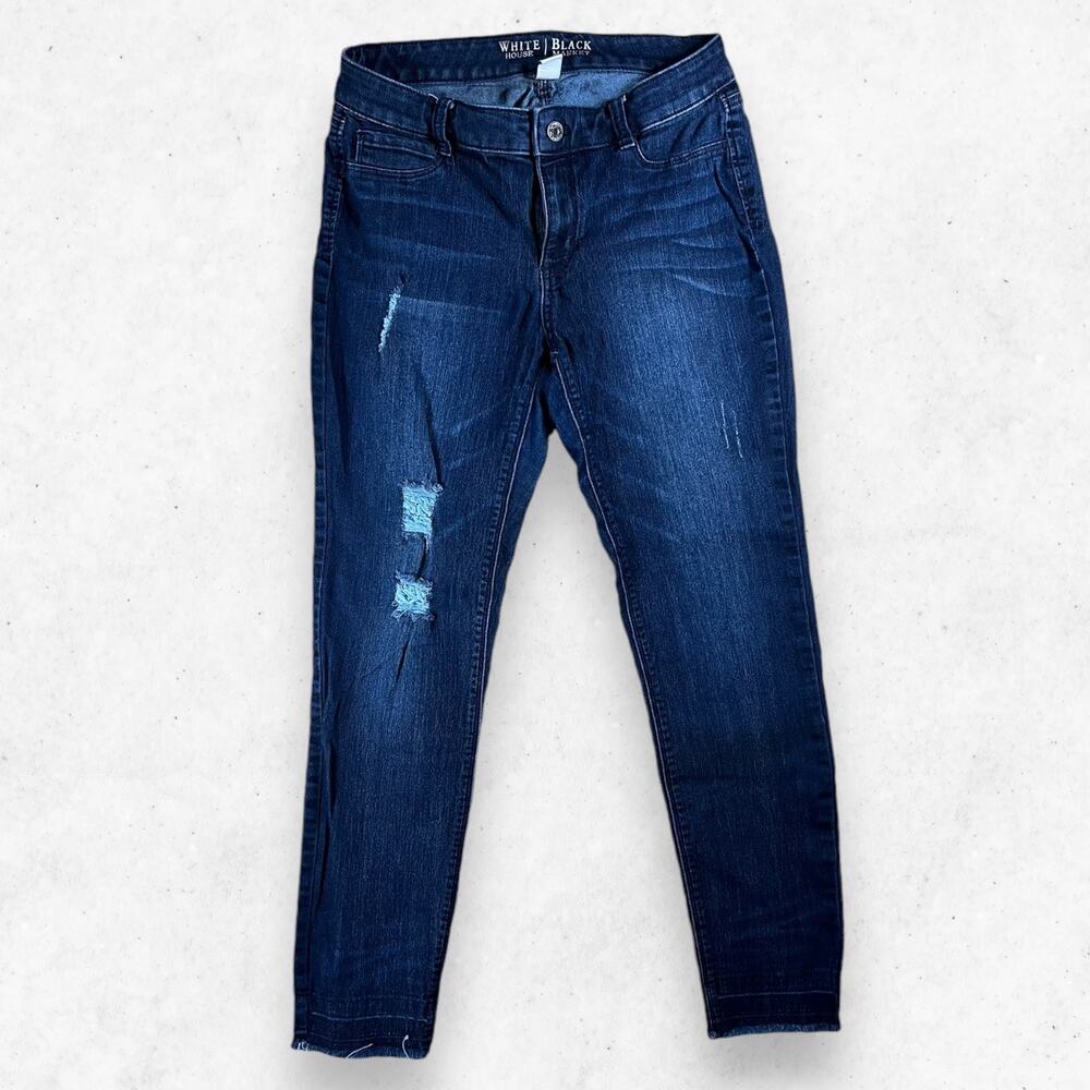 White House Black Market Jegging Jeans Women's Small‎ Stretch Denim Slim Raw Hem